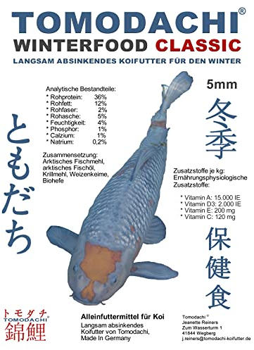 Winterfutter Koifutter Sinkfutter für Koi im Winter gut verdaulich bei Kälte arktische Rohstoffe Energiefutter für Koi im Winter langsam absinkende Koifutter Pellets 5mm 10kg