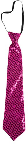 P'tit Clown - 60243 - Pailletten-Krawatte mit glänzendem Gummiband - Glitter Tie - Kostümzubehör - Perfekt für Karneval, Kostümpartys, Themenpartys, Silvester - Erwachsene - Rosa