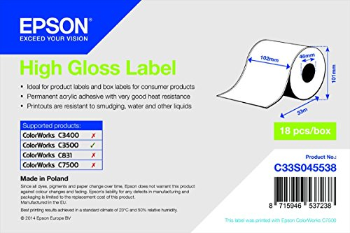 Epson High Gloss Label - Continuous, 102 mm x 33 m
