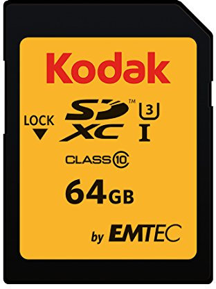 Kodak - Carte SD 64 Go UHS-I U3 V30 SDHC/XC - Carte Mémoire - Vitesse de Lecture 95MB/s Max - Vitesse d'Écriture 85MB/s Max - Stockage de Vidéos 4K Ultra HD et de Photos HD - SD Card