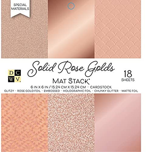 DCWVE DCWV Specialty Stack-6 x 6-Single-Sided Foil and Glitter-18 Seat PS-006-00132, 6 x 6, Solid Rose Golds, 6 Designs/3 Each