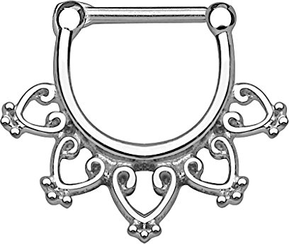 Piercingfaktor Universal Piercing Scharnier Clicker Ring Tribal Offene Herzen Septum für Tragus Helix Ohr Nase Lippe Brust Intim Nippel Augenbrauen aus Chirurgenstahl 1,6mm Silber
