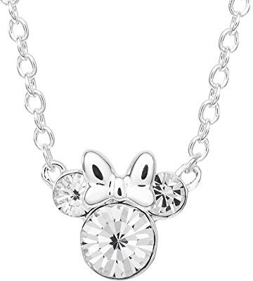 Disney Collier avec Pendentif Minnie en Laiton Plaqué avec Pierre de Naissance en Cristal, 40+5cm (Avril)