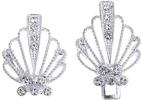 D DOLITY 1 Set Bianco Strass Crystal Coat Chiusura Gancio A Occhiello per I Vestiti - Bianca, 68 x 25 mm