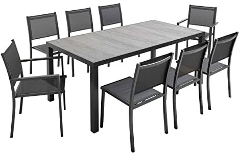 Oviala Gartenmöbel-Set aus Aluminium und Keramik, 8 Sitzplätze