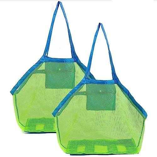 Bolsa Plegable de Malla de Playa, 2 Piezas Bolsa de Juguetes de Almacenamiento para al Aire Libre Natación Piscina Viajes Toallas