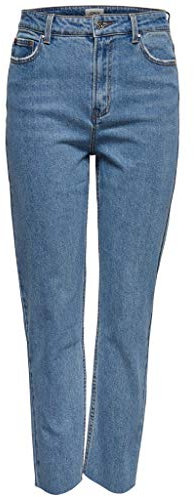 ONLY Onlemily Hw St Raw Crop Ank Mae06 Noos Jeans Femme, Denim Bleu Clair, Taille W31/34L