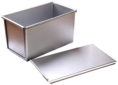 Non-stick loaf pan, bread pan with lid-metal loaf-tin for making cakes and toast (silver)