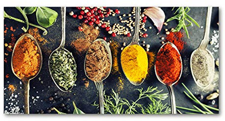Tulup Splashback 39.37x19.68 inch / 100x50cm Wall Protection Tempered Glass Kitchen Panel Toughened Safe Glass Panel Protection Induction Cooker Kitchen Splash-back - Multicolored - Colorful spices