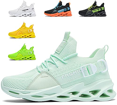 Scarpe Running Uomo Ginnastica Sneaker Donna Leggere Traspirante Outdoor Sportive Calzature da Corsa Pallavolo Tennis Nero Verde Bianco Rosa Giallo Grau Orange Viola Rosso MarroneG133AppleGreen40EU