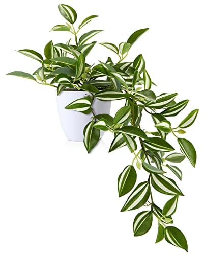 SOGUYI Pianta Finta Cadente 25cm Piante Finte da Interno Esterno con Vaso Plastica Pianta Artificiale per Decorazioni Balconi Casa Ufficio Scrivania Cucina Moderna Design(1 Pezzi)