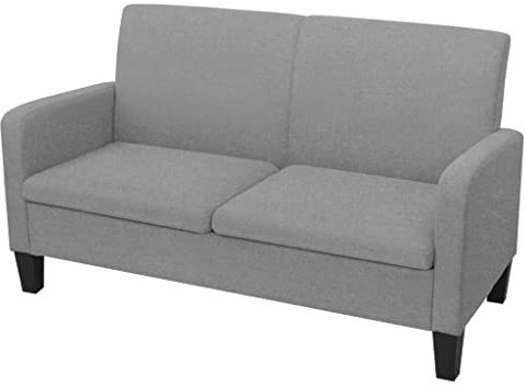 Hommdiy Sofa 2-Sitzer Zweisitzer Stoffsofa Polstersofa Loungesofa Sitzmöbel Polstermöbel Designsofa Wohnzimmersofa Hellgrau 135x65x76cm