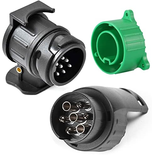 DARKGUARD 7pin To 13pin Towing Adaptor and 13pin to 7pin Towing Adapter Converter w/ 13pin Trailer Plug Protective Cap,Towbar Car Socket 13pin to 7pin Trailer Plug Caravan Electric Adapter Waterproof