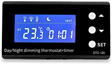 Roadoor Reptile Thermostat Digital LCD Display, Day/Night Dimming Temperature Controller Timer for Aquarium Terrarium, For Snake, Lizard, Vivarium, Tortoise