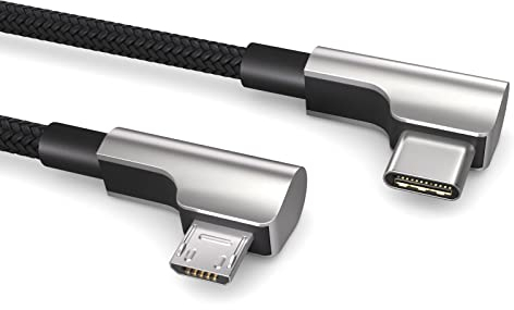 PAXO 0,3m USB C vers MICRO USB, câble OTG, charge les appareils Micro USB, connecteur coudé, câble de données, câble de charge, USB 2.0