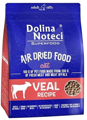 Dolina Noteci Glutenfrei Superfood Trockenfutter für Katzen - Kalbgericht 1kg (4-er Pack)