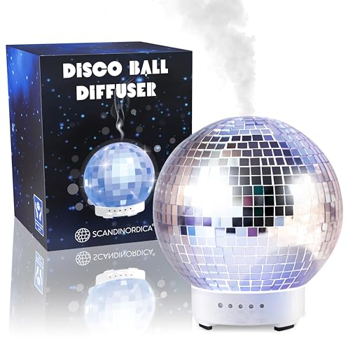 SCANDINORDICA Discokugel Diffusor Rotierend – Aroma Diffuser Ätherische Öle, Niedlicher Luftbefeuchter für Zuhause und Büro, Discokugeln Deko, 100 ML