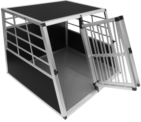 Auto Hundetransportbox große Doppelbox Hundebox Transportbox Gitterbox Fahrzeugbox Kofferraumbox Katzen Hunde Aluminium Trapez
