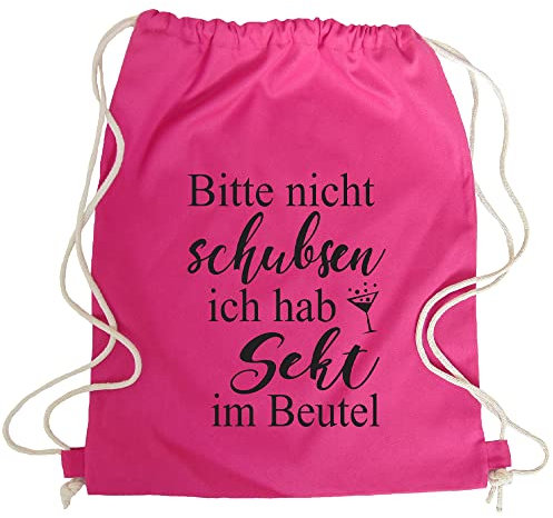 Partybob Fun-Beutel Bitte nicht schubsen - Ich hab Sekt im Beutel (Pinkfarben)