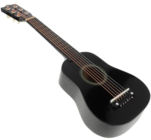 STOBOK 21 Inch Guitar 6 String Vintage Style Acoustic Guitar Classical Wooden Folk Music Instruments for Kids Beginner (Black)