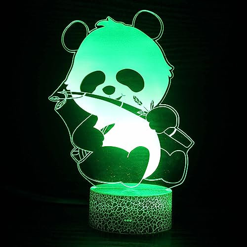 Jinson well 3D Panda Lampe optische Illusion Nachtlicht, 7 Farbwechsel Touch Switch Tisch Schreibtisch Dekoration Lampen mit Acryl Flat ABS USB Kabel Spielzeug