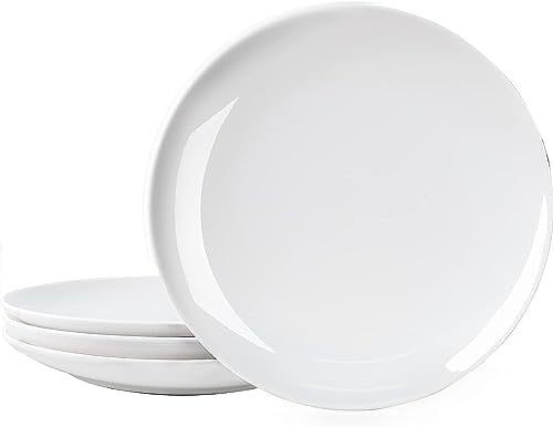 Zuvo Lot d'assiettes à dessert en porcelaine blanche de 15,2 à 16,5 cm – Passe au lave-vaisselle et au micro-ondes