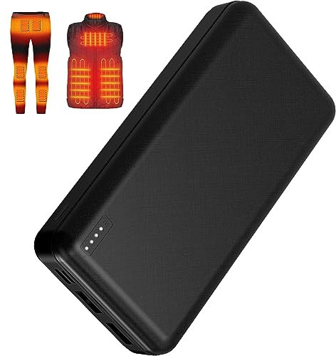 Whsahans 5V 2A 20000mah Heated Vest Heated Jacket Battery Pack Power Bank Rechargeable Battery for for Heated Vests Heated Jackets Heated Hoodies for Men Women(No DC Port, Not Suit for 7.4v), Black,