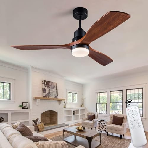 XBIBI 52 Inch Ceiling Fan with Lights Remote Control, 3 Blade wood ceiling fan,Quiet DC Motor Mordern Ceiling Fan, Indoor Outdoor Ceiliang Fans for Patios Bedroom Living Room