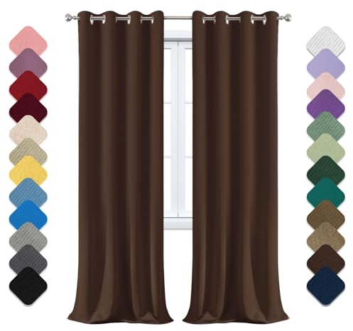 VerdunklungsvorhäNge 1er Set, H100 x B180cm Thermovorhang mit öSen, Raumteiler Vorhang, Blickdichte Gardinen, Schallschutz Vorhang, für Wohnzimmer Kinderzimmer Schlafzimmer Dunkles Curry