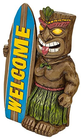 HOMSFOU Surfbrett-Ornamente Hawaii Gartendeko Willow Surfbrett-Strand Gartendeko Modern Bonsai Gartendeko Figuren Statuen Tiki-Mann-Statue Tiki-bar-Schild Bankett Sommer Harz Meer Tor
