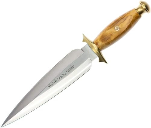 LO TRINCO YO Muela Cuchillo de Caza CARIBU-OL con Hoja de Acero Inoxidable MoVa de 20,5 cm y empuñadura de Madera de Olivo de 12,5 cm para Caza, Pesca, Supervivencia y Bushcraft