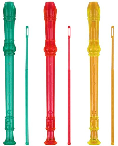 Sopranblockflöte, Sopranblockflöte, Flauta-Blockflöte, 8 Löcher, ABS, Klarinette, Deutscher Stil, Diskantflöte, C-Taste, mit Grifftabelle, Anleitung (evtl. nicht in deutscher Sprache), transparent, 3