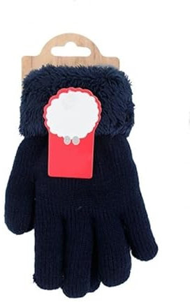 HomeRelax&Style Kinder Winter Handschuhe » Strickhandschuhe » Fingerhandschuhe warme Soft Teddy Füllung » gefütterte Kinderhandschuhe (Dunkelblau)