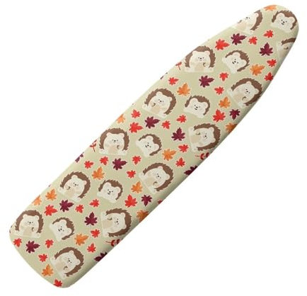 Xoenoiee Hedgehog Maple Leaf Print Ironing Board Cover for Home Laundry Ironing Board Covers Standard Size Scorch Resistant Cover with Hook and Loop Fasteners