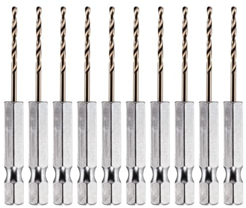 Rennie Tools - Box of 10 x 1mm Hex Shank HSS Gold Cobalt Jobber Drill Bit Set For Stainless Steel, Hard Metals, Aluminium, Cast Iron, Copper. Twist Drill Bit Sets. 1mm Drill Bits Metric Drill Set