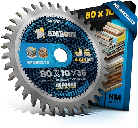 AMBOSS lame scie circulaire 80x10mm (aluminium) - lame de scie 80 avec 36 dents - lame scie circulaire Ø 80mm - compatible Proxxon: FET. FKS E Proxxon: KGS 80