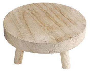 Support de Plante en Bois Vintage, Présentoir de Tabouret Rond Surélevé en Bois, Support de Pot de Fleur Décoratif Multifonctionnel Intérieur Extérieur pour la Maison, Décoration de(Blanc/L)