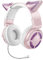 YIK TUNG Cute Fox Ear Wireless Headphones, Bluetooth 5.3 Headphones, Over Ear Wired Headphones with Mic, Foldable HiFi Bluetooth Headset with LED Lights, Gift for Adults Teens (Pink)