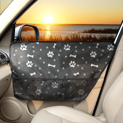 2 Packs Dog Car Door Protector Pet Vehicle Door Protector, Interior Car Door Protector from Dog Scratching, Pet Door Cover for Sedan and SUV - Black