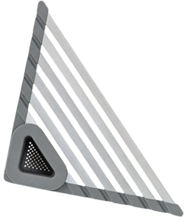 Escurridor esquinero para fregadero, organizador triangular de secado rápido para fregadero, estante de drenaje de cocina que ahorra espacio para frutas, platos, verduras, tazas