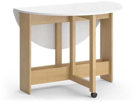 Vicco Esstisch Rondo, ausziehbarer Esszimmertisch, Goldkraft Eiche/Weiß, 100 x 100 cm ausklappbar