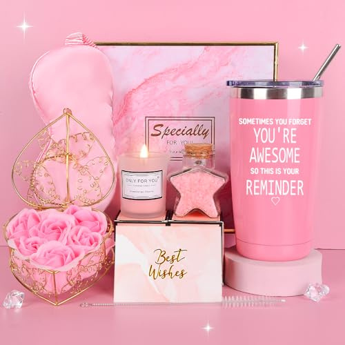 TOLOYE Cadeau Femme Original, Tasses Rose, Sels de Bain, Fleurs de Savon, Idée Cadeau Anniversaire, Noël, Fête des Mères, Saint Valentin