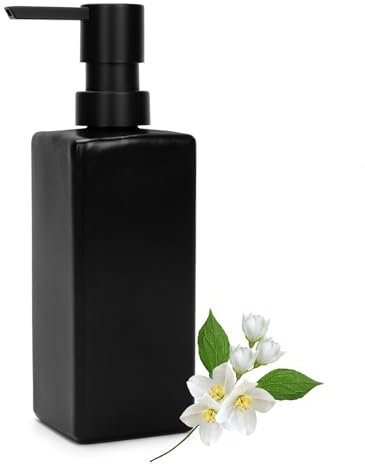 Seifenspender, Spülmittelspender Küche, Soap Dispenser mit Tablett, Seifen und Spülmittelspender Set, Shampoo Spender, 350ml Spülmittelspender schwarz für Küche und Dusche