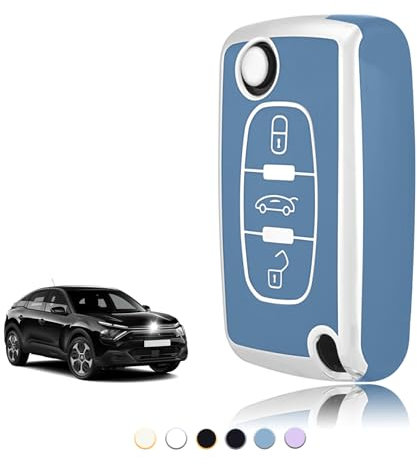 TOOMUME Coque Clé TPU, Etui Clé Étui Clé Adapté pour Peugeot 206 207 307 308 407 2008 3008 4007 5008 Citroen C1 C2 C3 C4 Picasso Berlingo, Couvre Clef Cache Cle Voiture Telécommande - Flip Key