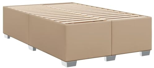 vidaXL Bettgestell, Bettrahmen mit Lattenrost, Polsterbett Bett für Schlafzimmer, Doppelbett Schlafzimmerbett, Cappuccino-Braun 120x190cm Kunstleder