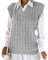 Suéter sin mangas para mujer liso de punto grueso para mujer, cuello en pico, suéter con cable, suéter suave y casual, suéter sin mangas, talla grande 36-50, gris, 36-38