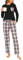 Aseniza Pyjama Femme Hiver Ensembles de Pyjama Coton Vêtement de Nuit Manche Longue 2 Pièces Noir, L
