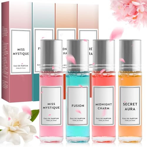 4 Stück Roll-On Parfum Woman Set Parfüm Frauen Tragbarer Damendüfte Parfum Öl Langanhaltender Duft Unterstreicht Ihren Charme(Blumenduft)