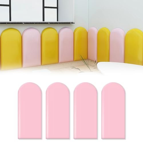 AYYDS 3D Wandpaneele Polsterpaneel, Wandpolsterung Selbstklebend, PU Wasserdicht Wandpolster Kinderzimmer, Wandpaneel Gepolstert, Anti Kollisions Bettkopfteil (Rosa, 20x60cm, 4pcs)
