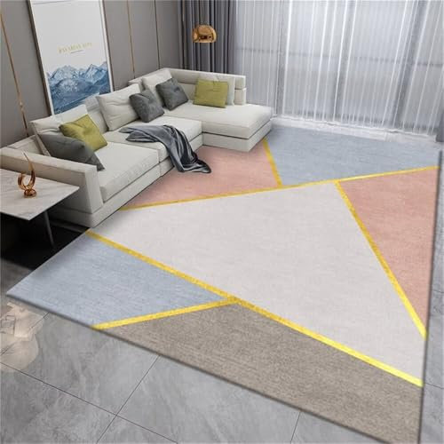 RUGMRZ Tapetto Per Bimbi Cameretta Tappeto Esterno Giardino Rosa Blu Design Geometrico Camera da Letto Interno Tappeto non Sbiadisce Tappeto Peloso 130X190CM